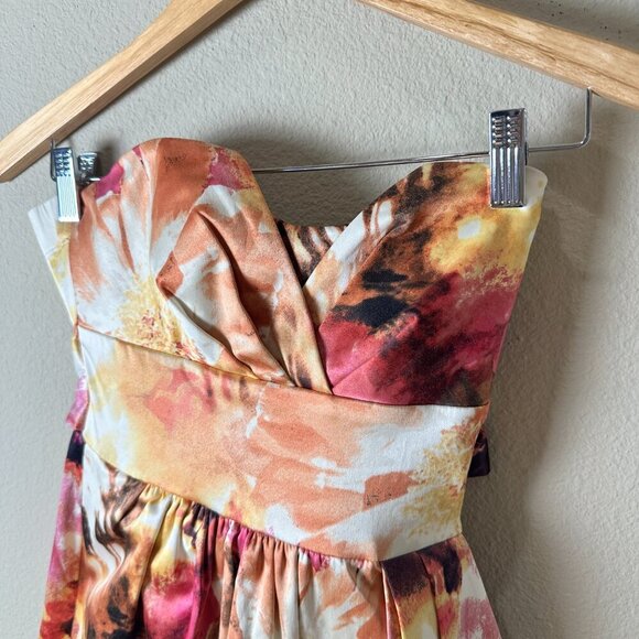 SPEECHLESS FLoral Satiny Strapless Mini Dress Size 3 - Picture 3 of 9